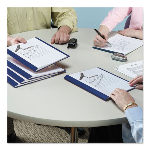 Image of Smead Clear Front Report Cover, Double-Prong Fastener, 0.5" Capacity, 8.5 X 11, Clear/dark Blue, 25/box