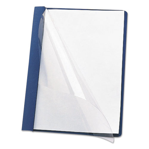 Image of Smead Clear Front Report Cover, Double-Prong Fastener, 0.5" Capacity, 8.5 X 11, Clear/dark Blue, 25/box