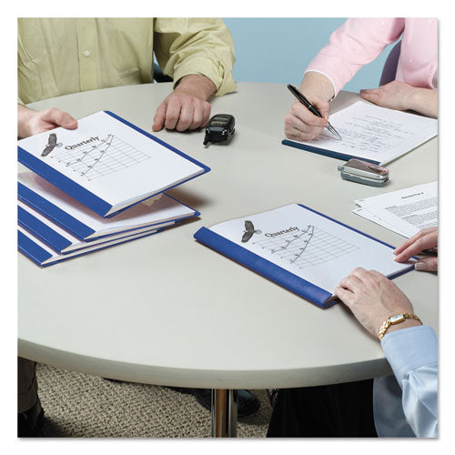 Image of Smead Clear Front Report Cover, Double-Prong Fastener,  0.5" Capacity, 8.5 x 11, Clear/Blue, 25/Box