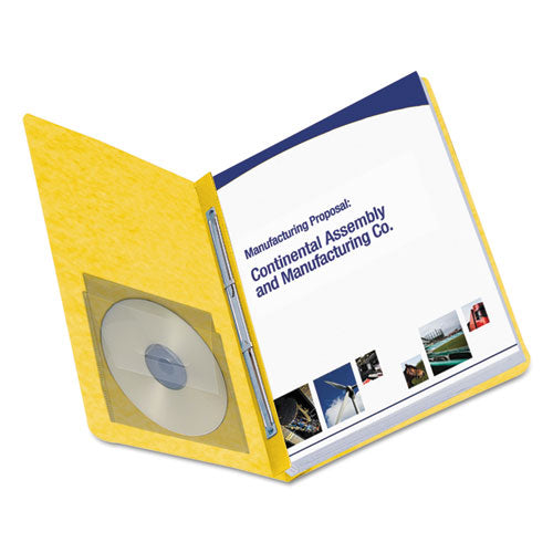 Image of Smead Prong Fastener Premium Pressboard Report Cover, Two-Piece Prong Fastener, 3" Capacity, 8.5 x 11, Yellow/Yellow
