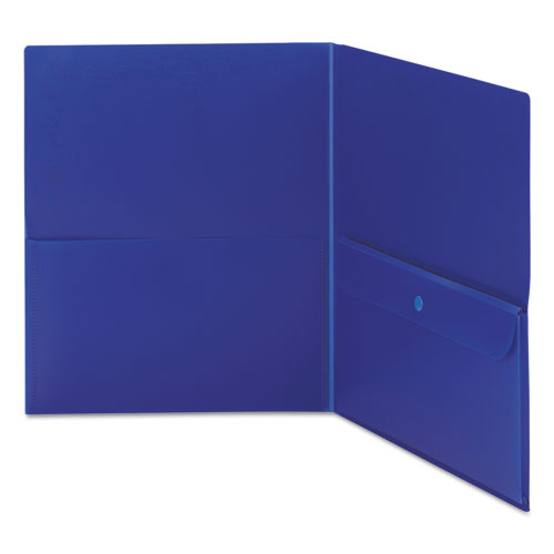 Image of Smead Poly Two-Pocket Folder With Security Pocket, 11 X 8 1/2, Blue, 5/pack