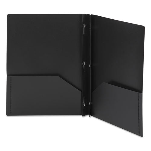 Image of Smead Poly Two-Pocket Folder With Fasteners, 180-Sheet Capacity, 11 X 8.5, Black, 25/box