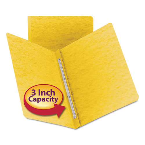 Image of Smead Prong Fastener Premium Pressboard Report Cover, Two-Piece Prong Fastener, 3" Capacity, 8.5 x 11, Yellow/Yellow