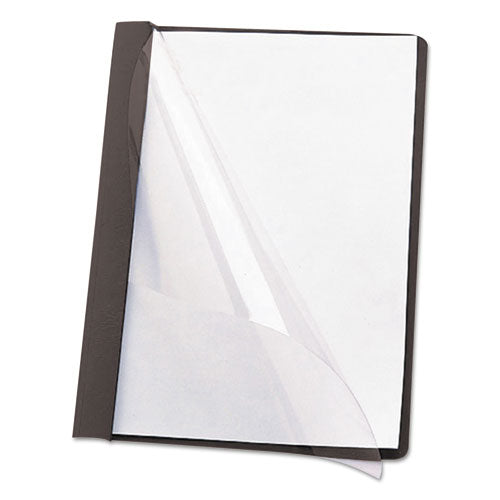 Image of Smead Poly Report Cover, Double-Prong Fastener, 0.5" Capacity, 8.5 X 11, Clear/black, 25/box