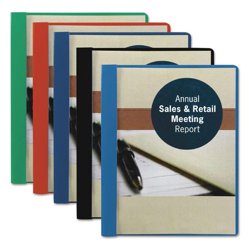 Image of Smead Poly Report Cover, Tang Clip, Letter, 1/2" Capacity, Clear/red, 25/box