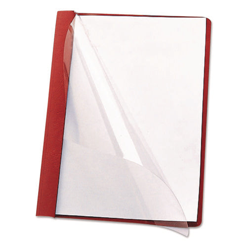 Image of Smead Poly Report Cover, Tang Clip, Letter, 1/2" Capacity, Clear/red, 25/box