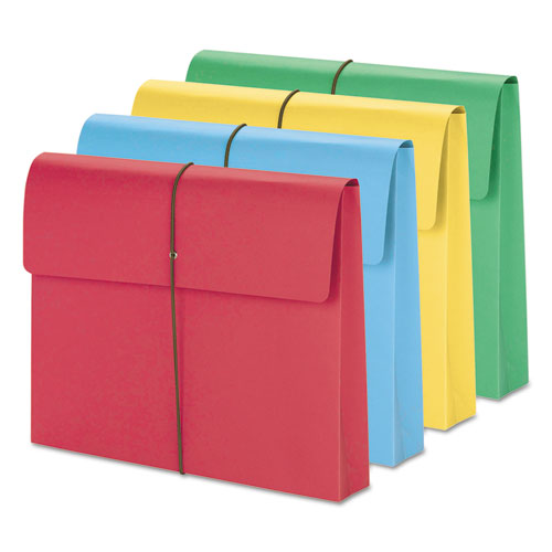 Image of Smead Expanding Wallet with Elastic Cord, 2" Expansion, 1 Section, Elastic Cord Closure, Letter Size, Assorted Colors, 50/Box