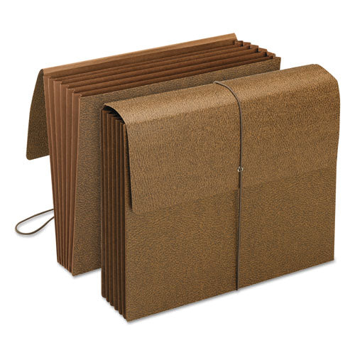 Image of Smead Classic Expanding Partition Wallet w/Tear Resistant Gusset/Elastic Cord, 5.25" Exp, 6 Section, Letter Size, Redrope, 10/Box