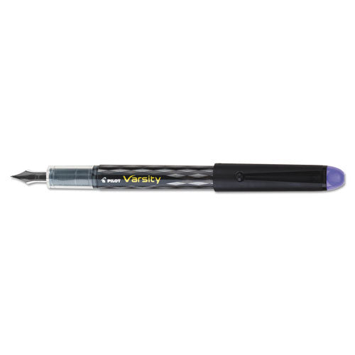 Image of Pilot® Varsity Fountain Pen, Medium 1 mm, Purple Ink, Clear/Black/Purple Barrel