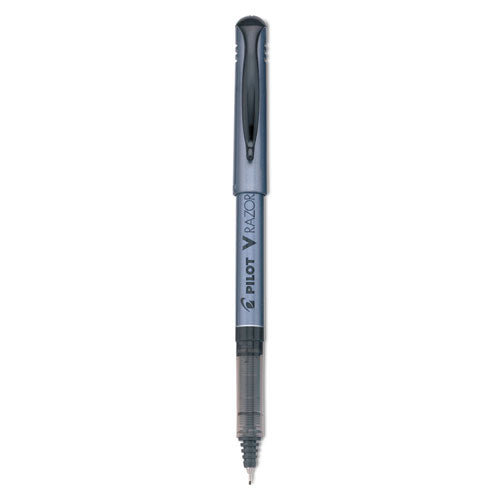 Image of Pilot® V Razor Point Liquid Ink Porous Point Pen, Stick, Extra-Fine 0.5 mm, Black Ink, Gray/Smoke Barrel, Dozen