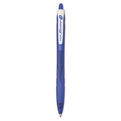 Image of Pilot® RexGrip BeGreen Ballpoint Pen, Retractable, Medium 1 mm, Blue Ink, Translucent Blue Barrel, Dozen