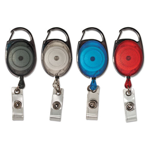 Image of Advantus Carabiner-Style Retractable ID Card Reel, 30" Extension, Assorted Colors, 20/Pack