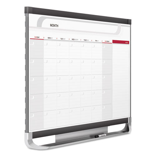 Image of Quartet® Prestige 2 Magnetic Total Erase Monthly Calendar, 36" x 24", White Surface, Graphite Gray Fiberboard/Plastic Frame