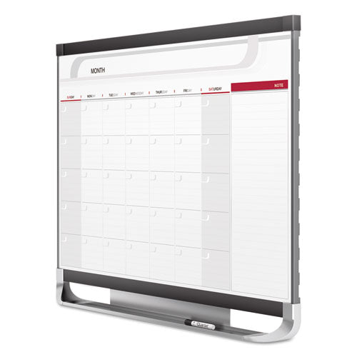 Image of Quartet® Prestige 2 Magnetic Total Erase Monthly Calendar, 36" x 24", White Surface, Graphite Gray Fiberboard/Plastic Frame