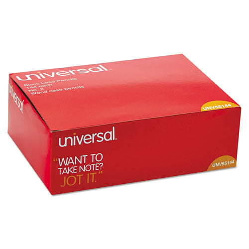 Image of Universal #2 Woodcase Pencil Value Pack, HB (#2), Black Lead, Yellow Barrel, 144/Box