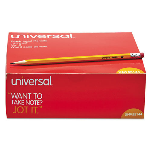 Image of Universal #2 Woodcase Pencil Value Pack, HB (#2), Black Lead, Yellow Barrel, 144/Box