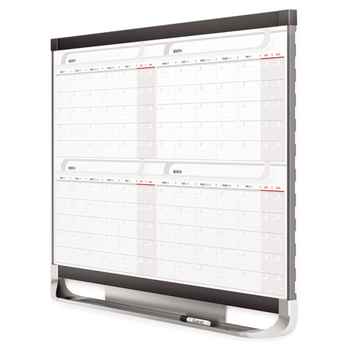 Image of Quartet® Prestige 2 Magnetic Total Erase Four-Month Calendar, 36" x 24", White Surface, Graphite Gray Fiberboard/Plastic Frame
