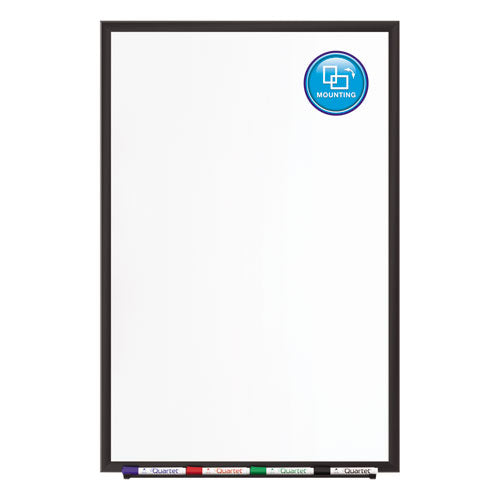 Image of Quartet® Classic Series Porcelain Magnetic Dry Erase Board, 72" x 48", White Surface, Black Aluminum Frame