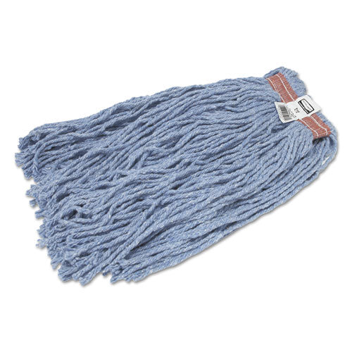 Image of Rubbermaid® Commercial Cut-End Blend Mop Head, Cotton/synthetic, Blue, 20 Oz, 1" Headband, 12/carton