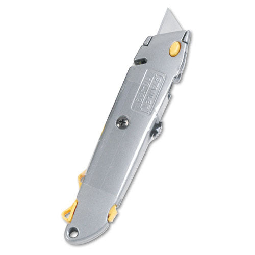 Image of Stanley® Quick-Change Utility Knife with Twine Cutter and (3) Retractable Blades, 6" Metal Handle, Gray