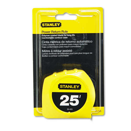 Image of Stanley Bostitch® Power Return Tape Measure, Plastic Case, 1" x 2 5ft, Yellow