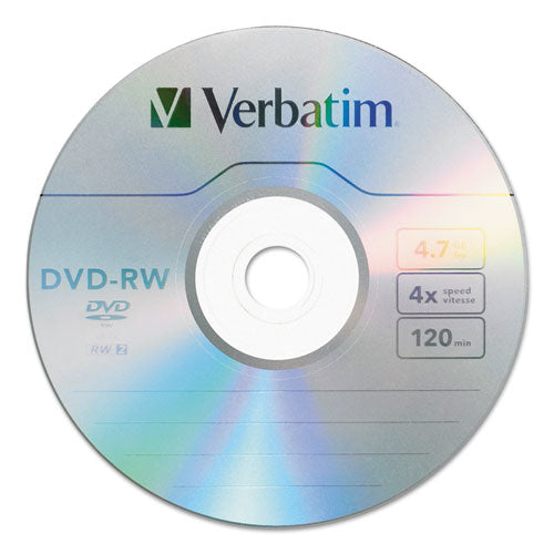 Image of Verbatim® DVD-RW Rewritable Disc, 4.7 GB, 4x, Spindle, Silver, 30/Pack