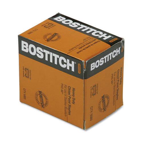 Image of Bostitch® Heavy-Duty Premium Staples, 0.38" Leg, 0.5" Crown, Steel, 5,000/box
