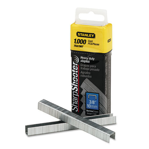 Image of Stanley® Sharpshooter Heavy-Duty Tacker Staples, 0.38" Leg, 0.5" Crown, Steel, 1,000/box