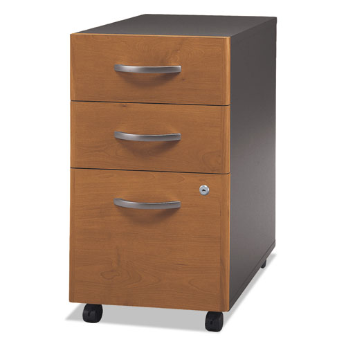 Image of Bush® Series C Mobile Pedestal File, Left/right, 3-Drawers: Box/box/file, Legal/letter/a4/a5, Cherry/gray, 15.75" X 20.25" X 27.88"