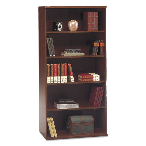 Image of Bush® Series C Collection Bookcase, Five-Shelf, 35.63w x 15.38d x 72.78h, Hansen Cherry
