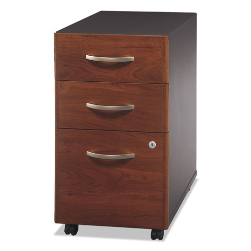 Image of Bush® Series C Mobile Pedestal File, Left/right, 3-Drawers: Box/box/file, Legal/letter/a4/a5, Cherry/gray, 15.75" X 20.25" X 27.88"
