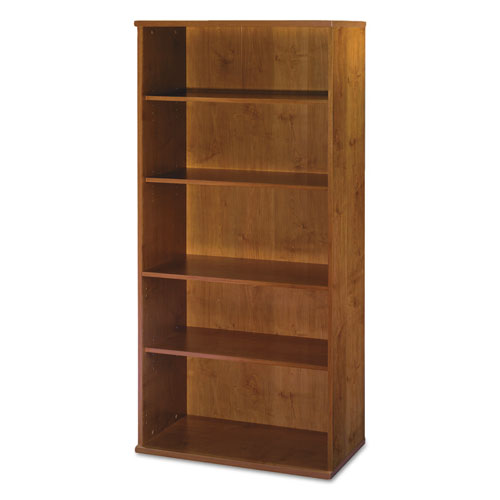 Image of Bush® Series C Collection Bookcase, Five-Shelf, 35.63w x 15.38d x 72.78h, Natural Cherry