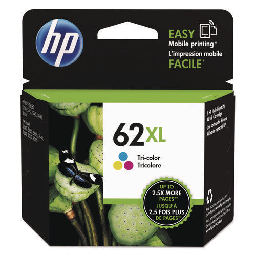 Image of HP HP 62xl, (c2p07an) High-Yield Tri-Color Original Ink Cartridge