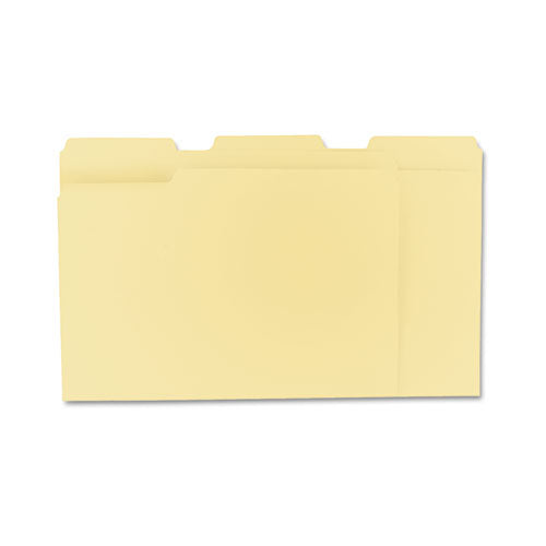 Image of Universal® Top Tab File Folders, 1/3-Cut Tabs: Assorted, Letter Size, 0.75" Expansion, Manila, 100/Box