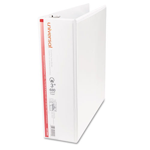 Image of Universal® Economy Round Ring View Binder, 3 Rings, 3" Capacity, 11 X 8.5, White
