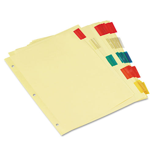 Image of Universal® Insertable Tab Index, 5-Tab, 11 x 8.5, Buff, Assorted Tabs, 6 Sets
