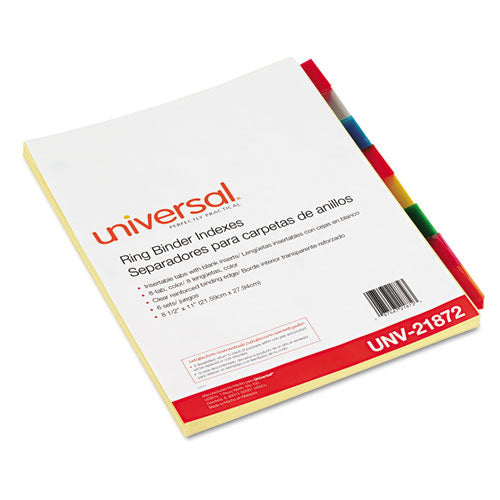 Image of Universal® Insertable Tab Index, 8-Tab, 11 x 8.5, Buff, Assorted Tabs, 6 Sets