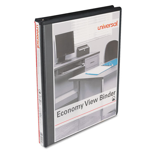 Image of Universal® Economy Round Ring View Binder, 3 Rings, 0.5" Capacity, 11 X 8.5, Black