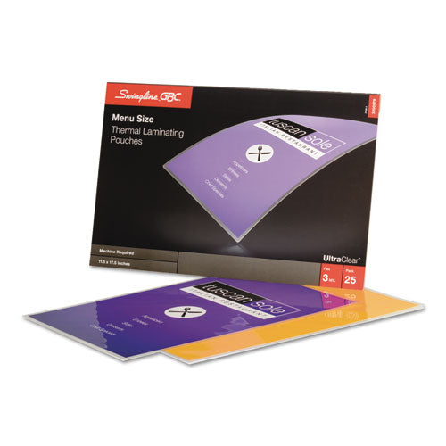 Image of GBC® Ultraclear Thermal Laminating Pouches, 3 Mil, 11.5" X 17.5", Gloss Clear, 25/pack