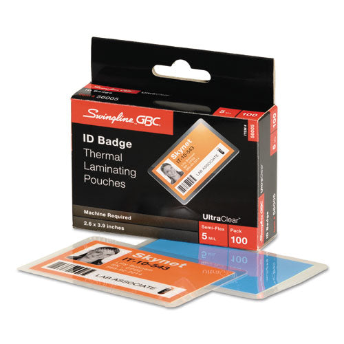 Image of GBC® Ultraclear Thermal Laminating Pouches, 5 Mil, 3.88" X 2.63", Gloss Clear, 100/box