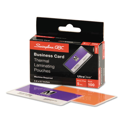 Image of GBC® Ultraclear Thermal Laminating Pouches, 5 Mil, 3.69" X 2.19", Gloss Clear, 100/box