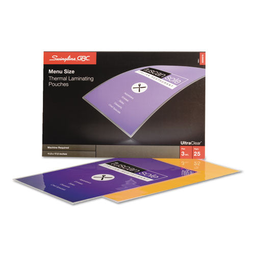 Image of GBC® Ultraclear Thermal Laminating Pouches, 3 Mil, 11.5" X 17.5", Gloss Clear, 25/pack