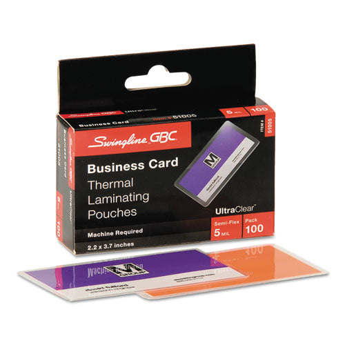Image of GBC® Ultraclear Thermal Laminating Pouches, 5 Mil, 3.69" X 2.19", Gloss Clear, 100/box