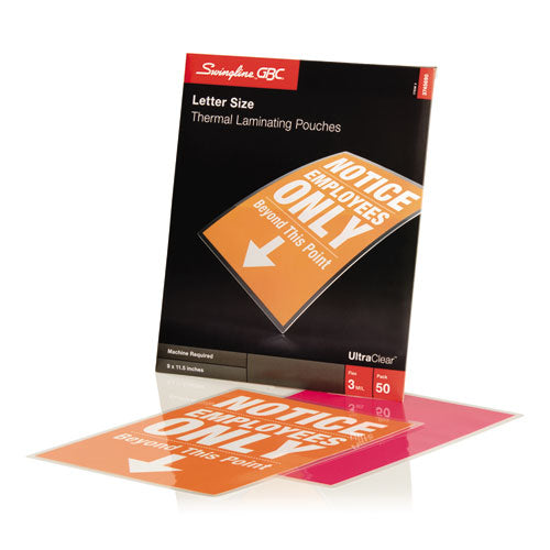 Image of GBC® Ultraclear Thermal Laminating Pouches, 3 Mil, 9" X 11.5", Gloss Clear, 50/box