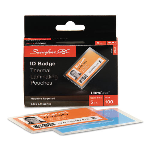Image of GBC® Ultraclear Thermal Laminating Pouches, 5 Mil, 3.88" X 2.63", Gloss Clear, 100/box