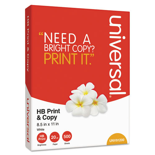 Image of Universal® High-Bright Multipurpose Paper, 20 lb Bond Weight, 8.5 x 11, White, 500 Sheets/Ream, 10 Reams/Carton