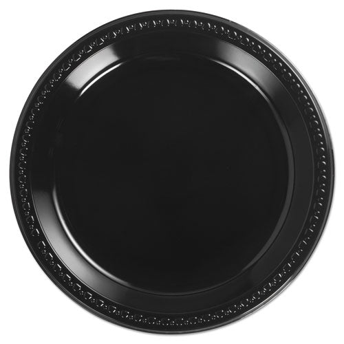 Image of Chinet® Heavyweight Plastic Plates, 10.25" Dia, Black, 125/pack, 4 Packs/carton