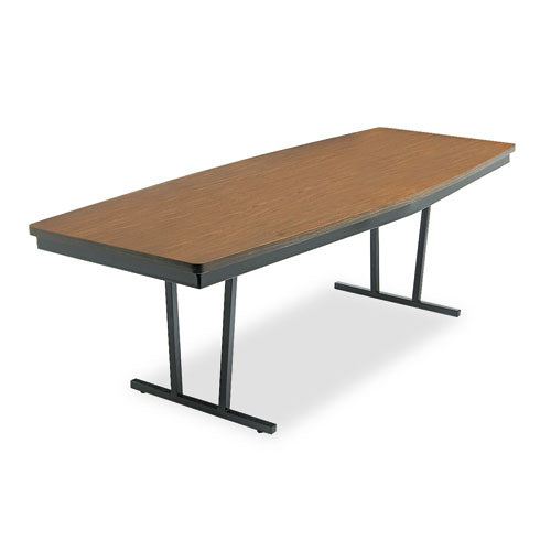 Image of Barricks Economy Conference Folding Table, Boat, 96w X 36d X 30h, Walnut/black
