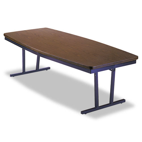 Image of Barricks Economy Conference Folding Table, Boat, 96w X 36d X 30h, Walnut/black