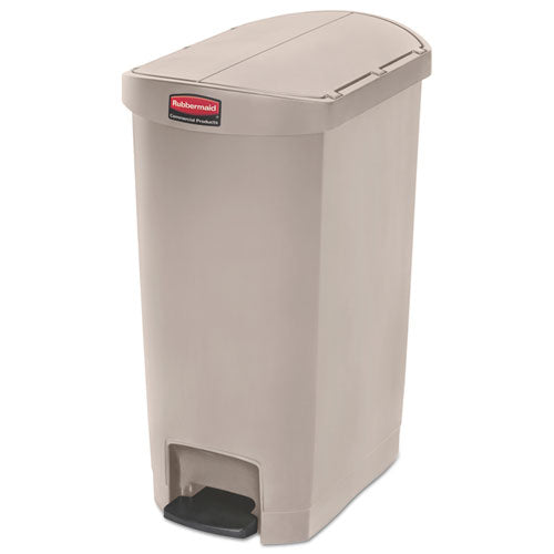 Image of Rubbermaid® Commercial Slim Jim Streamline Resin Step-On Container, End Step Style, 13 gal, Polyethylene, Beige